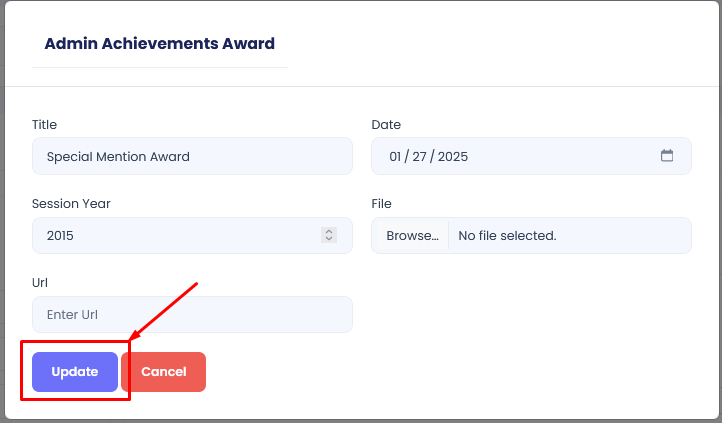 Edit Achievement and Award Form