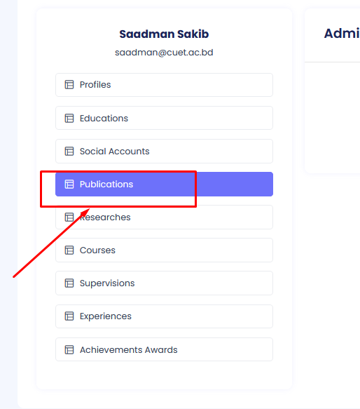 Publications Profile Menu