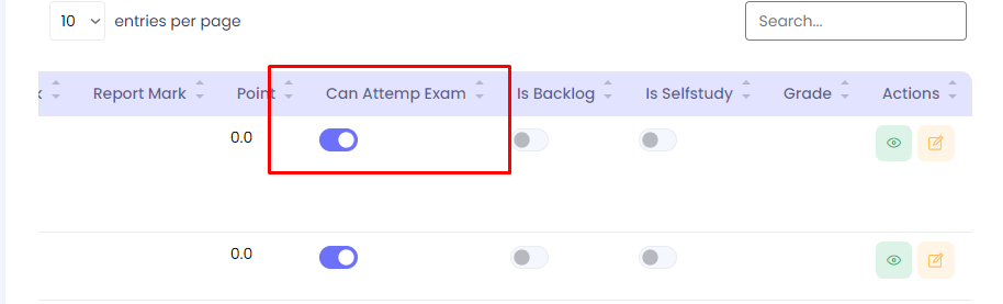 Can Attempt Exam Toggle