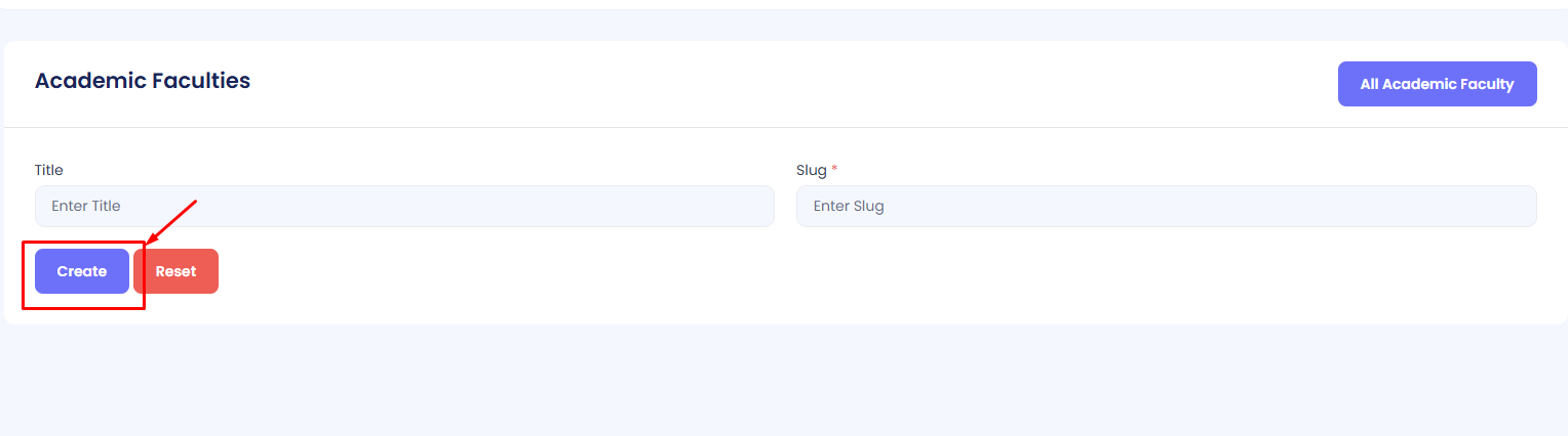 Create Academic Faculty Form