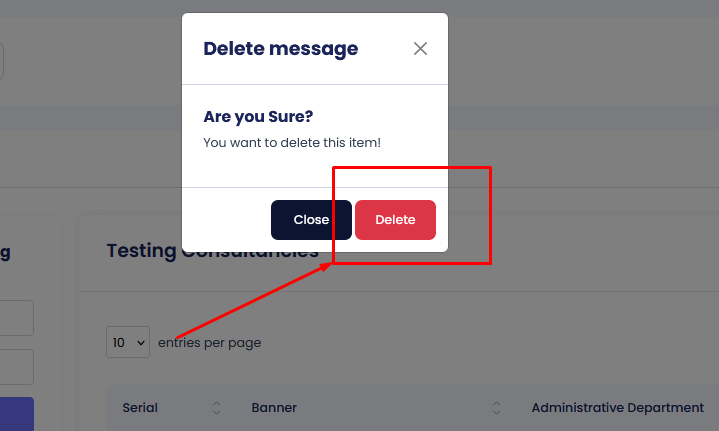 Delete testing Confirmation