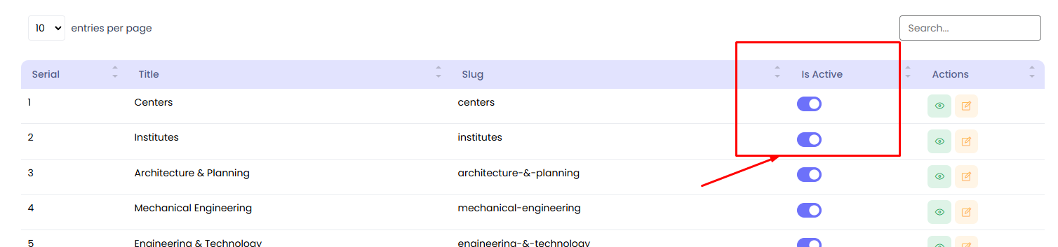 Activate/Deactivate Academic Faculty