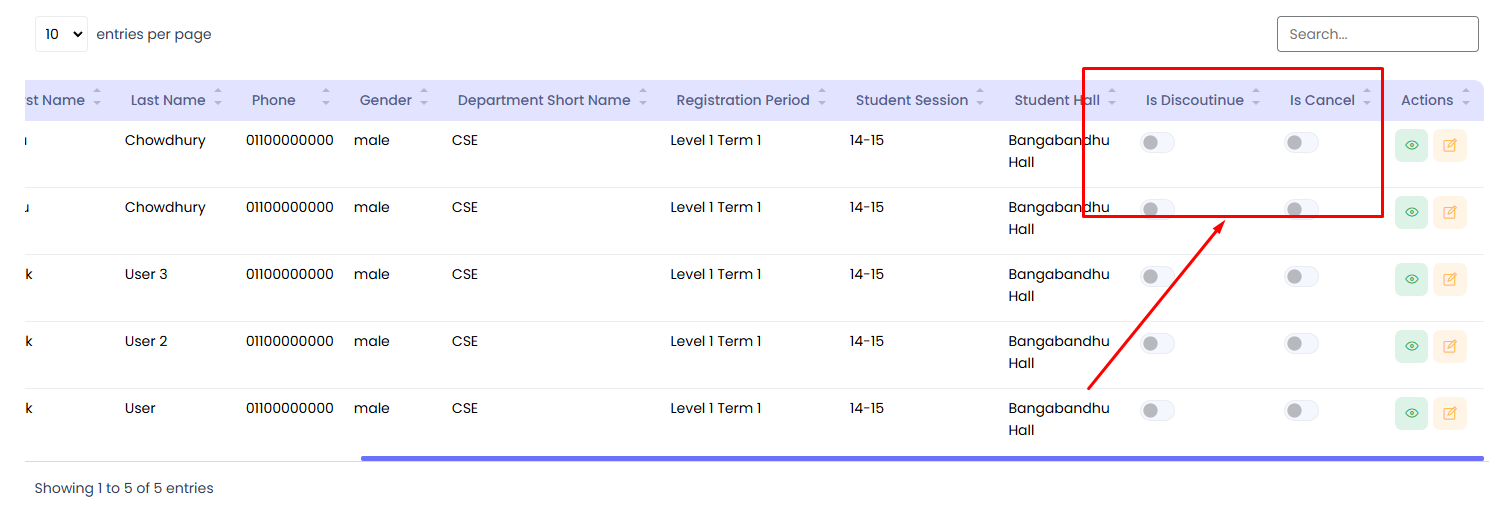 Discontinue or Cancel Student